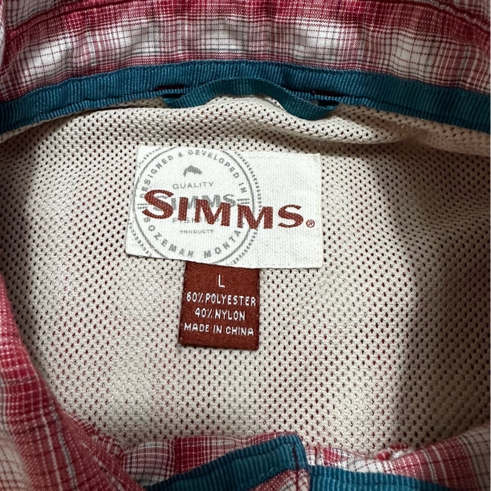 Simms Pearl Snap Shirt Plaid Vented Fishing Shirt Men’s Size Large - Picture 3 of 10